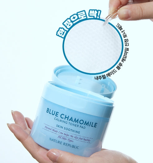 NATURE REPUBLIC Natural Made Blue Chamomile Calming Toner Pad (50 Sheets) from Korea by NATURE REPUBLIC