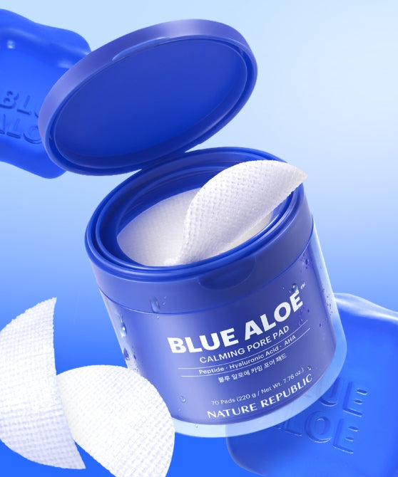 2 x NATURE REPUBLIC Blue Aloe Calming Pore Pad 70 Pads from Korea