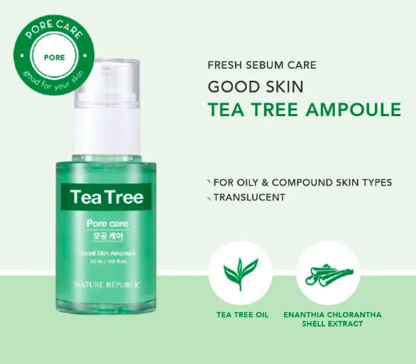 2 X NATURE REPUBLIC Good Skin Ampoule (Tea Tree) 30ml from Korea by NATURE REPUBLIC
