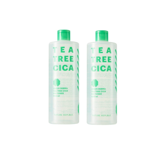 2 X NATURE REPUBLIC Green Derma Tea Tree Cica Big Toner (for acne-prone skin) 500ml from Korea by NATURE REPUBLIC