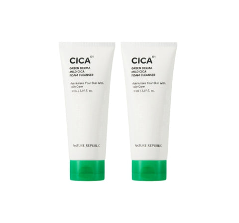 2 X NATURE REPUBLIC Green Derma Mild Cica Foaam Cleanser 150ml from Korea by NATURE REPUBLIC