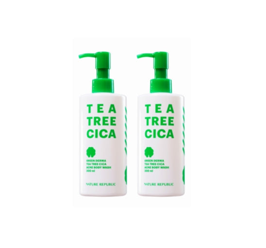 2 X NATURE REPUBLIC Green Derma Tea Tree Cica Acne Body Wash 300ml from Korea by NATURE REPUBLIC