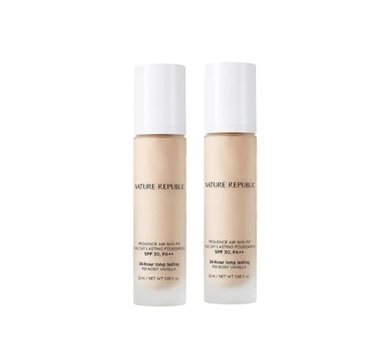 2 X NATURE REPUBLIC Provence Air Skin Fit One Day Lasting Foundation SPF30PA++ (P21 Rosy Vanilla) 32ml from Korea by NATURE REPUBLIC