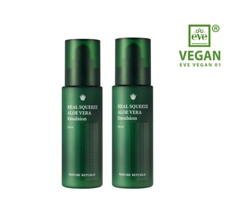 2 X NATURE REPUBLIC Real Squeeze Aloe Vera Emulsion 130ml from Korea by NATURE REPUBLIC