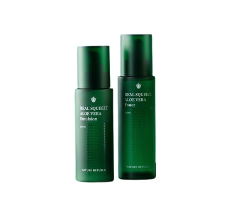 NATURE REPUBLIC Real Squeeze Aloe Vera Toner 150ml + Emulsion 130ml from Korea by NATURE REPUBLIC