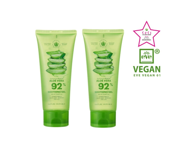 2 X NATURE REPUBLIC Soothing & Moisture Aloe Vera 92% Soothing Gel (Tube) 250ml from Korea by NATURE REPUBLIC
