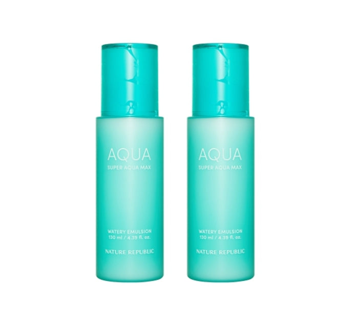 2 x NATURE REPUBLIC Super Aqua Max Watery Emulsion 130ml from Korea by NATURE REPUBLIC