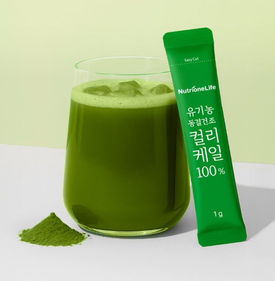 NutrioneLife 100% Organic Freeze-Dried Curly Kale Powder (1 g x 30 Sticks, 1 Month Supply) from Korea