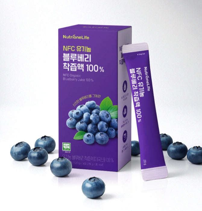 NutrioneLife NFC Organic Blueberry Extract 100% 280g (20g x 14 Sticks) from Korea
