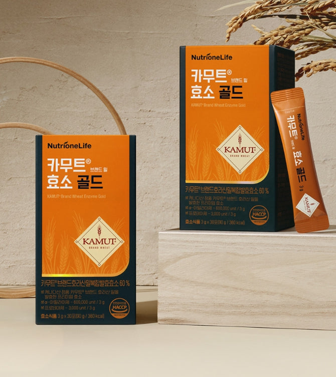 3 x NutrioneLife KAMUT Brand Wheat Enzyme Gold 90g (3g x 30 sacets) from Korea
