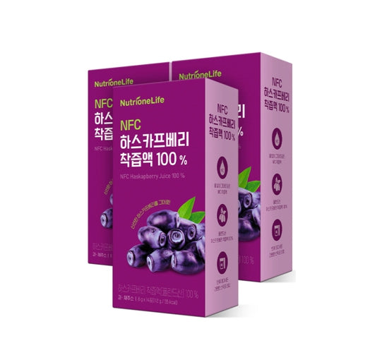 3 x NutrioneLife NFC Haskapberry Juice 100% (8g x 14 pouches) from Korea