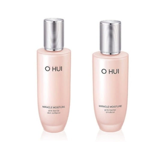 O HUI Miracle Moisture Pink Barrier Skin Softener + Emulsion Single Set (2 Items) from Korea by O HUI