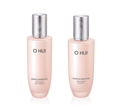 O HUI Miracle Moisture Pink Barrier Skin Softener + Emulsion Single Set (2 Items) from Korea by O HUI