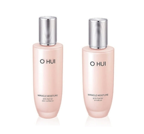 O HUI Miracle Moisture Pink Barrier Skin Softener + Emulsion Single Set (2 Items) from Korea