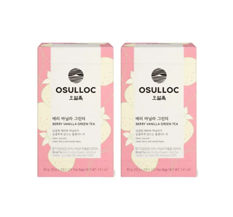2 X OSULLOC Berry Vanilla Green Tea, 20 tea bags from Korea by OSULLOC