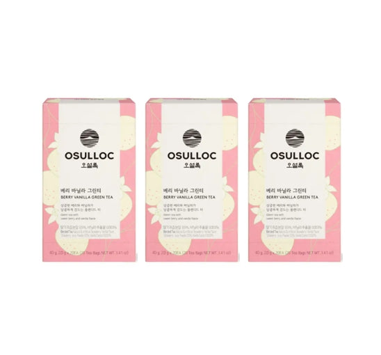3 X OSULLOC Berry Vanilla Green Tea, 20 tea bags from Korea by OSULLOC
