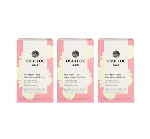 3 X OSULLOC Berry Vanilla Green Tea, 20 tea bags from Korea by OSULLOC
