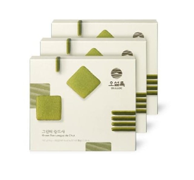 3 x OSULLOC Green Tea Biscuits(Green Tea Langue de Chat), 1 Box 10ea, from Korea by OSULLOC