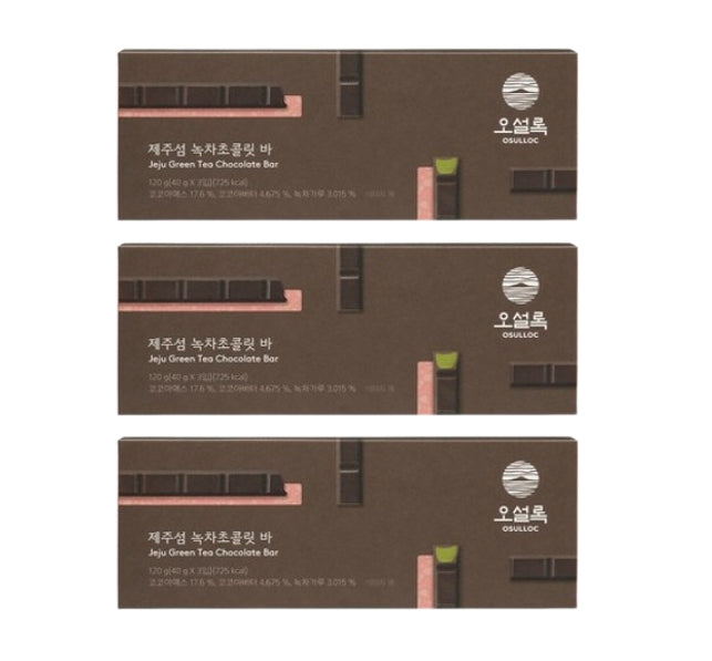3 x OSULLOC Green Tea Chocolate Bar, 1 Pack(3ea x 40g = 120g) from Korea by OSULLOC