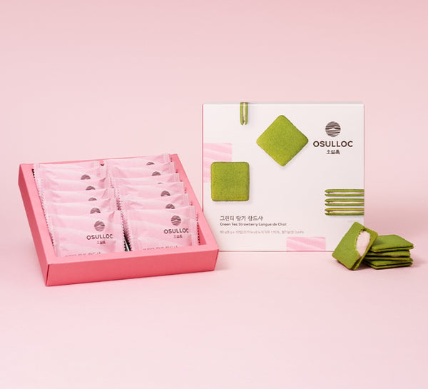 3 x OSULLOC Green Tea Strawberry Langue De Chat 90g (9g x 10ea) from Korea