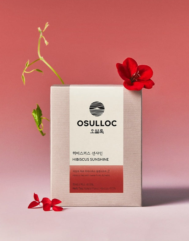 3 x OSULLOC Hibiscus Sunshine, 10 Pyramid Tea Bags from Korea