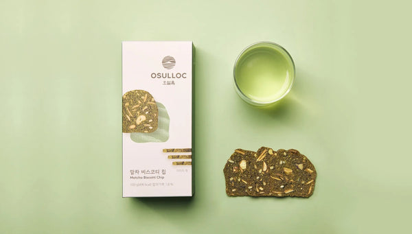 3 x OSULLOC Matcha Biscotti Chip 100g - Premium Green Tea Biscotti Snack from Korea