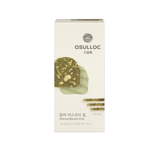 3 x OSULLOC Matcha Biscotti Chip 100g - Premium Green Tea Biscotti Snack from Korea
