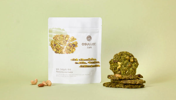 2 x OSULLOC Matcha Granola Cookie 120g - Green Tea, Oats & Nuts Snack from Korea