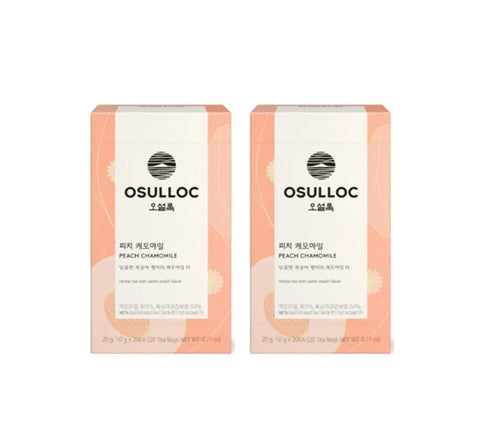 2 X OSULLOC Peach Chamomile, 20 tea bags, from Korea by OSULLOC