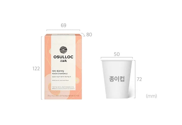 OSULLOC Peach Chamomile, 1 Box X 20 tea bags, from Korea by OSULLOC