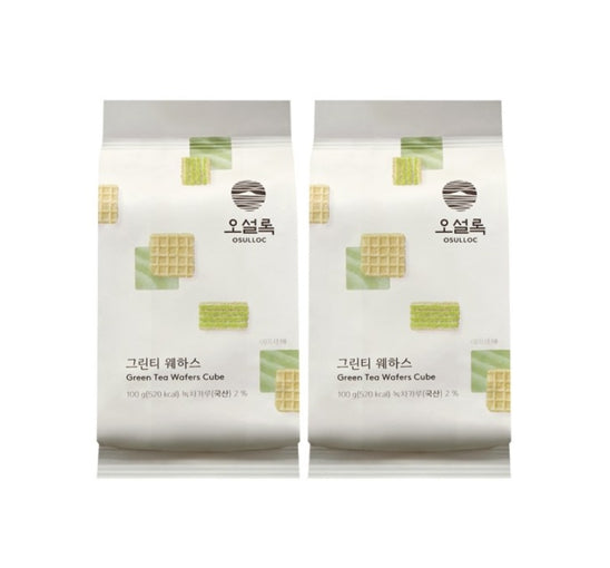 2 x OSULLOC Green Tea Wafers Cube(Cookies) 100g from Korea