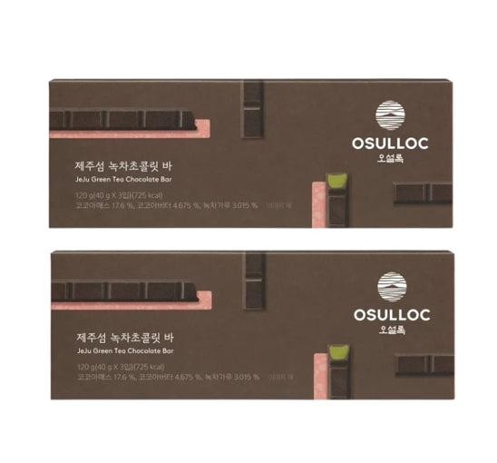 2 x OSULLOC Jeju Green Tea Chocolate Bar 120g(3ea x 40g) from Korea