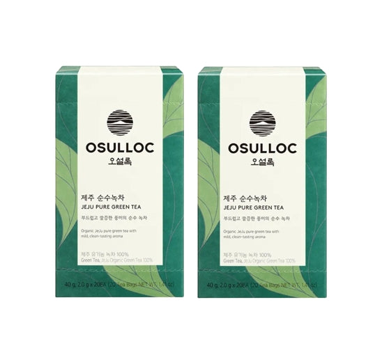 2 x OSULLOC Jeju Pure Green Tea, 20 Tea Bags from Korea