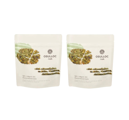 2 x OSULLOC Matcha Granola Cookie 120g - Green Tea, Oats & Nuts Snack from Korea