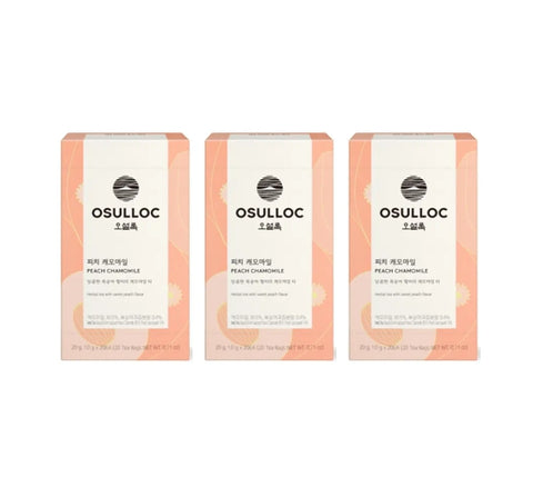 3 X OSULLOC Peach Chamomile, 20 tea bags, from Korea by OSULLOC