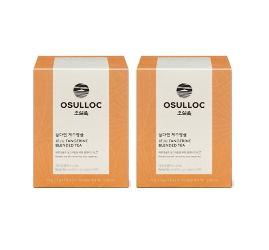 2 x OSULLOC Samdayeon Jeju Tangerine Blended Tea 10 Piramid Tea Bags from Korea