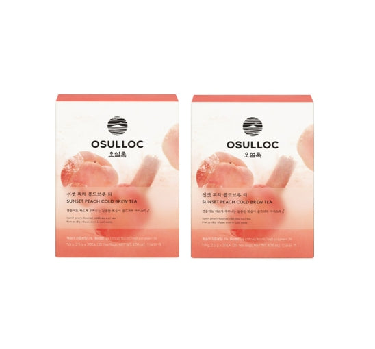 2 x OSULLOC Sunset Peach Cold Brew Tea, 20 Tea Bags from Korea