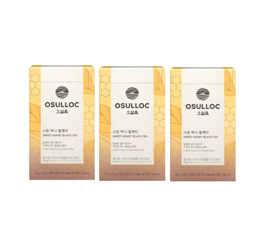 3 X OSULLOC Sweet Honey Black Tea, 1 Box 20 Tea Bags from Korea by OSULLOC