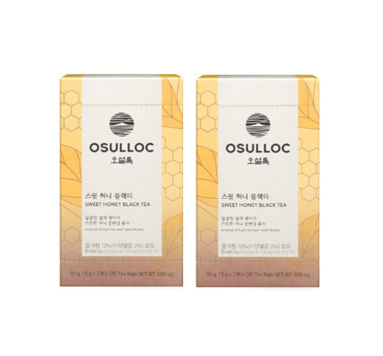 2 x OSULLOC Sweet Honey Black Tea 20 Tea Bags from Korea