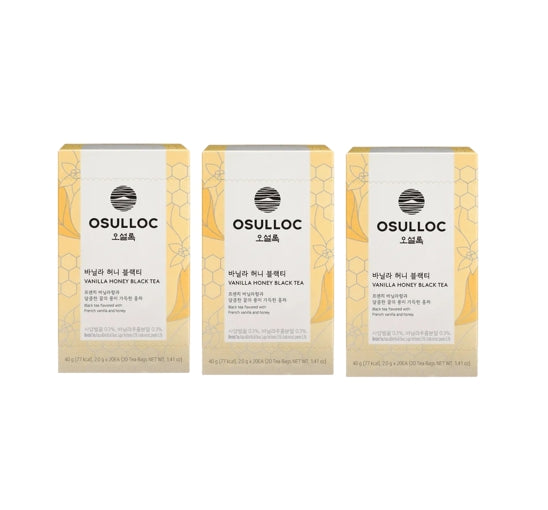 3 X OSULLOC Vanilla Honey Black Tea , 1 Box 20 Tea Bags, from Korea by OSULLOC