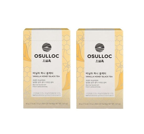 2 x OSULLOC Vanilla Honey Black Tea, 20 Tea Bags, from Korea