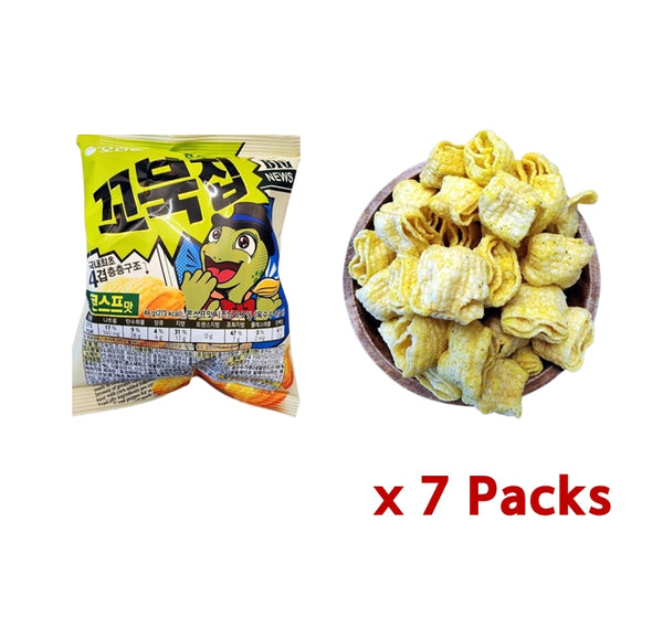 Orion Turtle Chips Variety Pack - Corn Soup 7 Bags + Choco Churros 7 Bags (903g) | Korean Snack Favorit by Orion