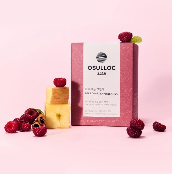2 x OSULLOC Berry Garden Green Tea 10 Pyramid Tea Bags from Korea