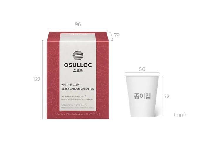 2 x OSULLOC Berry Garden Green Tea 10 Pyramid Tea Bags from Korea