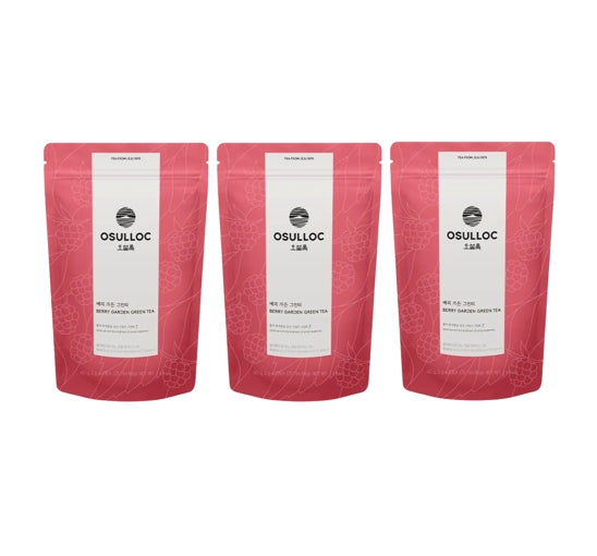 3 x OSULLOC Berry Garden Green Tea 20 Pyramid Tea Bags (Raspberry & Vanilla Infusion) from Korea