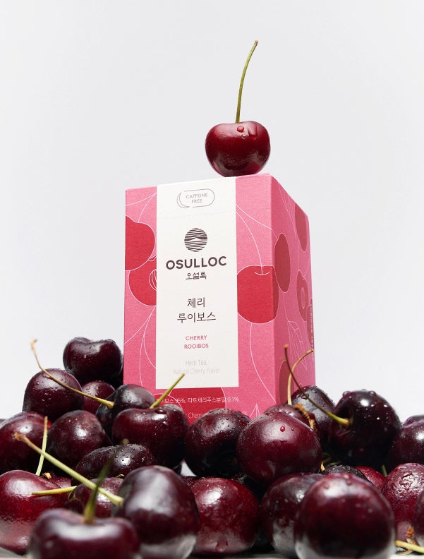 [CAFFEINE FREE] OSULLOC Cherry Rooibos Tea (20 Tea Bags), Caffeine‑Free, Herb Tea, Natural Cherry Flavor from Korea