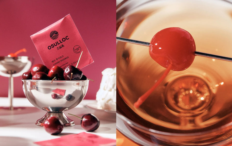 [CAFFEINE FREE] OSULLOC Cherry Rooibos Tea (20 Tea Bags), Caffeine‑Free, Herb Tea, Natural Cherry Flavor from Korea