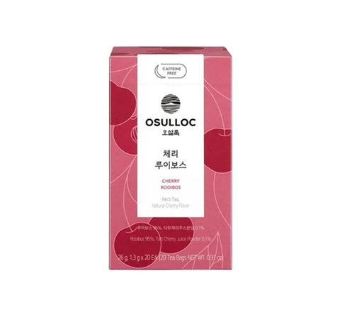 [CAFFEINE FREE] Osulloc Cherry Rooibos Tea (20 Tea Bags), Caffeine‑Free, Herb Tea, Natural Cherry Flavor from Korea