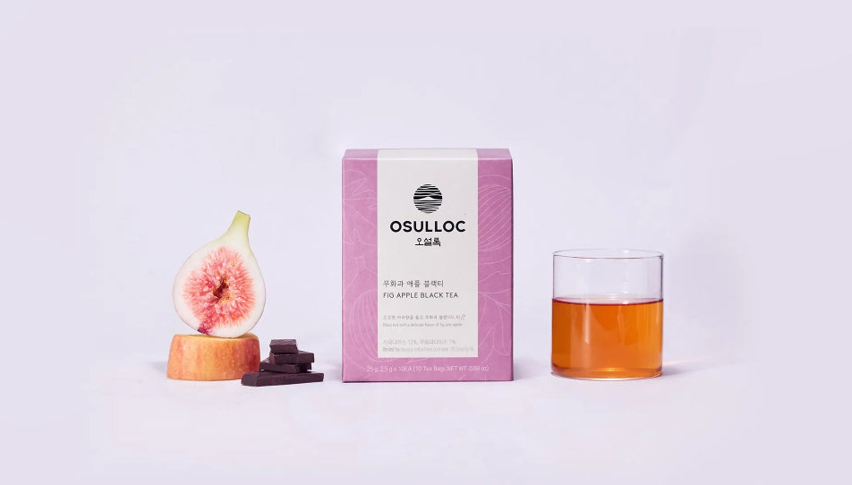 2 x OSULLOC Fig Apple Black Tea 10 Pyramid Tea Bags, Fig, Apple & Cacao Blend from Korea