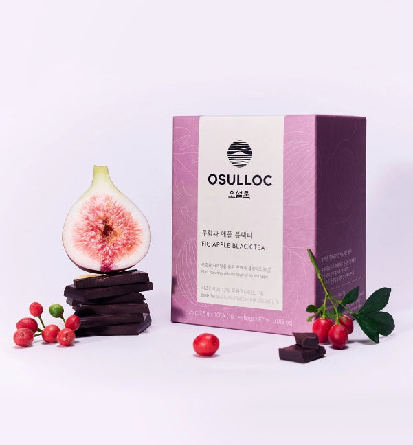 2 x OSULLOC Fig Apple Black Tea 10 Pyramid Tea Bags, Fig, Apple & Cacao Blend from Korea